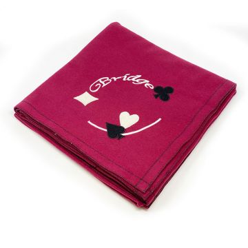Bridge Table Cover, Wool-Nylon, Design #03 - "Bridge" and Pips, Burgundy